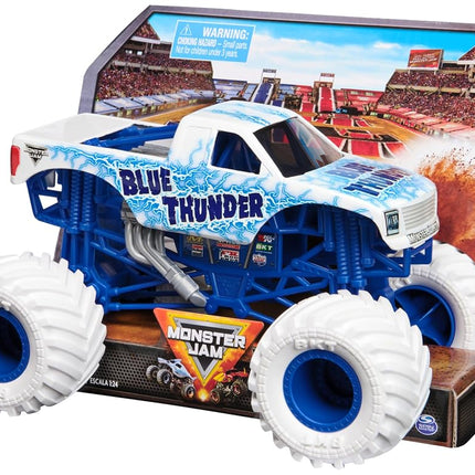 Monster Jam, Official Blue Thunder Monster Truck, Collector Die-Cast Vehicle, 1:24 Scale, Kids’ Toys for Boys and Girls Aged 3 and up
