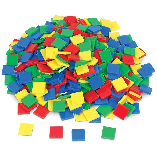 Learning Resources Square Color Tiles, Counting, Sorting Toy, Set of 400 in 6 Colors, Ages 4+