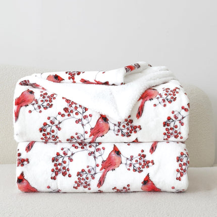 Manta Sherpa Reversible y Ultra Suave de Forro Polar de Franela Elegante Comfort, de Invierno para Navidad, Ligera y Acogedora, Decorativa para Fiestas, Perfecta para Descansar, 50 x 60 Pulgadas, Cardenal Rojo