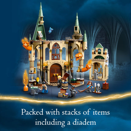 LEGO Harry Potter Poudlard : La Salle sur Demande 76413, Château Jouet avec Figurine de Serpent de Feu Transformable, Set de Construction Modulaire les Reliques de la Mort, Gris