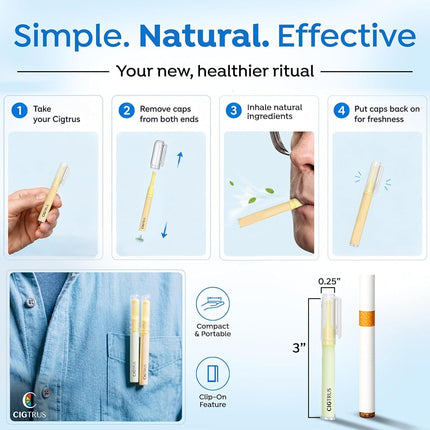 Smokeless Air Inhaler - Smoking Alternative | Tobacco-Free, Nicotine-Free, & Non-Electric | Oral Fixation Relief - Quit Smoking Aid & Vaping Aid | Citrus Mint & Fresh Grapefruit- 6 Pieces