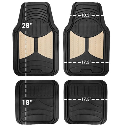 FH Group Full Set Trimmable Rubber Floor Mats, Monster Eyes (Red) - Universal Fit for Cars Trucks and SUVs