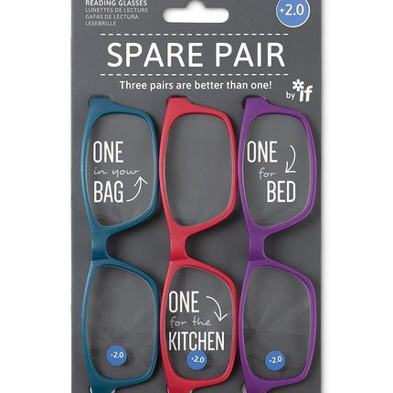 Spare Pair - Reading Glasses, Turquoise/Red/Purple