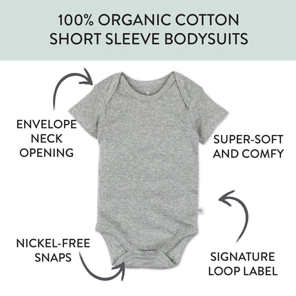 Honestbaby 10-Pack Short Sleeve Bodysuits One-Piece 100% Organic Cotton for Infant Baby Boys, Girls, Unisex, Rainbow Blues, 12 Months