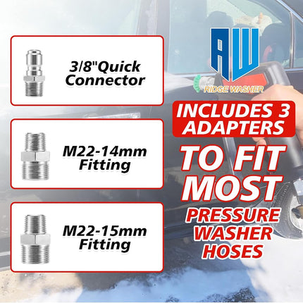 Ridge Washer Pressure Washer Gun 5000 PSI, 12 GPM, High Pressure Spray Gun with 1/4" Quick Connector, 3/8'' Quick Connect, M22-14mm and M22-15mm Fitting