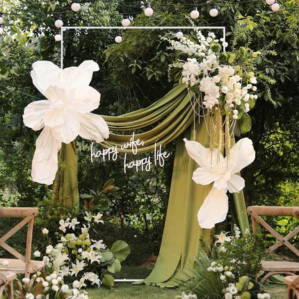 Wokceer Arche de mariage support de toile de fond, carré, 20 x 180 cm, support de toile de fond blanc, cadre d'arche en métal pour mariage, anniversaire, fête, jardin, tonnelle, événement, décoration