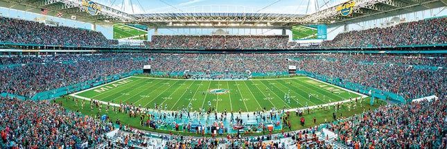 Masterpieces 1000 Piece Jigsaw Puzzle - NFL Miami Dolphins Panoramic Wall Art Decor - 13"x39" - Ages 13+