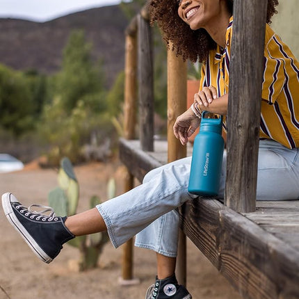 Lifestraw Go Series 2.0 Stainless Steel Water Bottle with Filter, Aegean Sea, 1 Litre Capacity