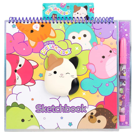 Squishmallows Original Sketchbook, Over 20 Stationery, Includes Stickers, Fidget Cam cat Toy, Drawing Paper, Excellent Craft for