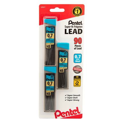 Pentel Super Hi-Polymer Leads, 0.7 mm, Medium, HB,