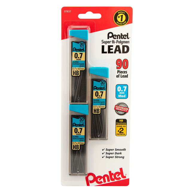 Pentel Super Hi-Polymer Leads, 0.7 mm, Medium, HB,