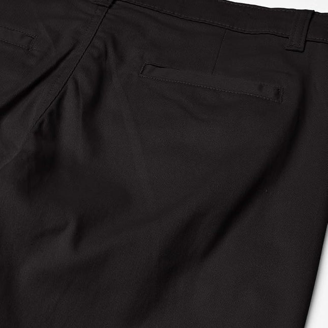 Nautica Boys' Flat Front Stretch Twill Chino Khaki Pant, Black, 12 Husky