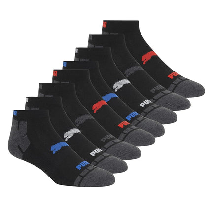 PUMA Men's 8 Pack Low Cut Running Socks, Black, US