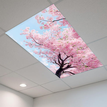 2 Pack Fluorescent Light Covers- 4 x 2 Feet Magnetic Ceiling Light Cover Room Supplies (Cherry Blossoms)