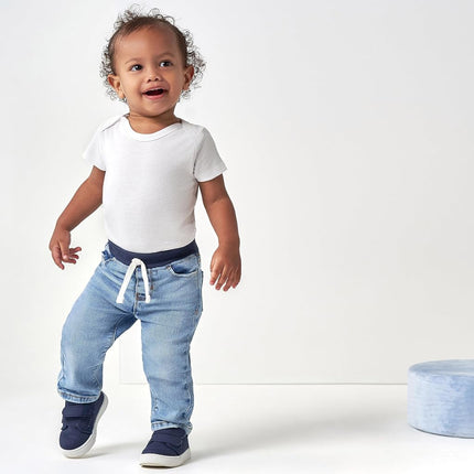 Gerber Baby Toddler Rib Waist Stretch Denim Skinny Jeans, Dark Blue Denim, 12 Months