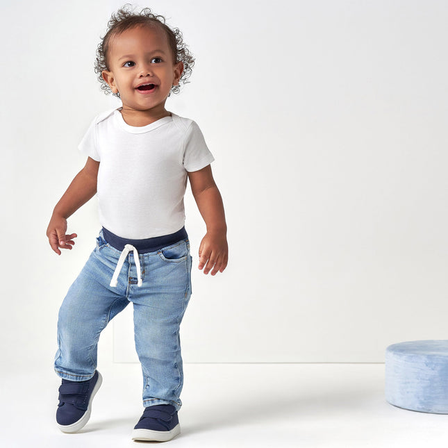Gerber Unisex Baby Toddler Rib Waist Stretch Denim Skinny Jeans, Light Blue Denim, 6-9 Months