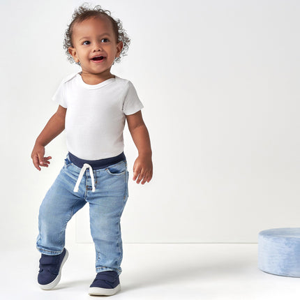 Gerber Unisex Bebé Niño Vaqueros Elásticos Ajustados con Cinturilla Acanalada, Azul Vaquero Claro, 18 Meses