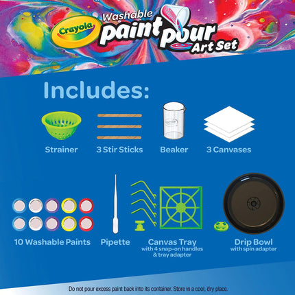 Crayola Washable Acrylic Paint Pour Set, 20pc Paint Set, Gift for Kids, 8, 9, 10, 11