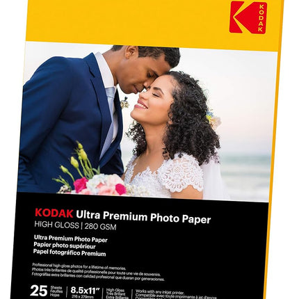 Kodak Ultra Premium Photo Paper 8.5 x 11 Glossy, 25 Count 74lb - 280 GSM (41177-9891173)