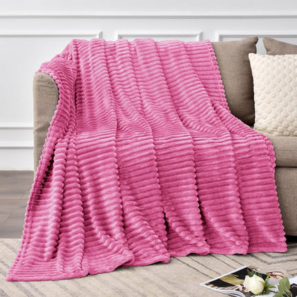 BEDELITE Fleece Blanket Twin Size – 3D Ribbed Jacquard Soft and Warm Decorative Fuzzy Blankets – Cozy, Fluffy, Plush Lightweight Throw Blankets for Couch, Bed, Sofa(Hot Pink, 60x80 inches)