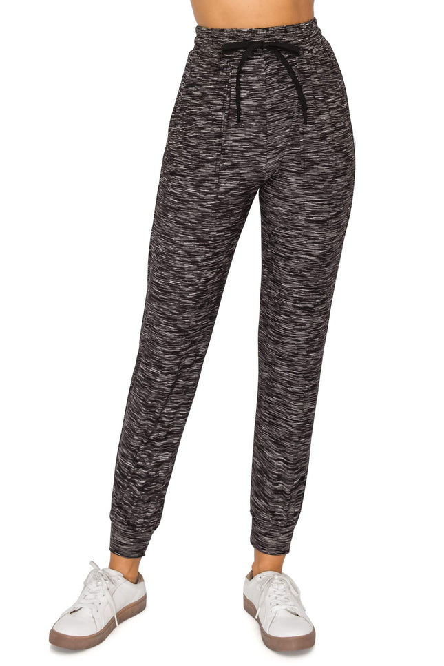 ALWAYS Pantalon de jogging décontracté pour femme - Legging de sport athlétique super doux et extensible avec poches, Pjog128 / Noir chiné, XXL