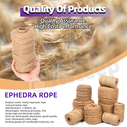 Swpeet 6mm x 328 Feet Jute Twine Braided Natural Jute Rope, Long Twine String Wrapping Packing Gardening Crochet Perfect Arts Crafts Gift Twine Christmas Twine for Craft Projects, Wrapping, Packing