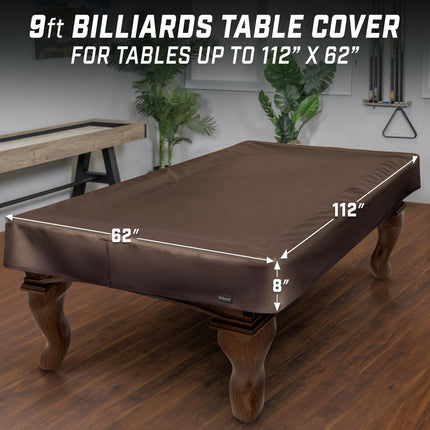 GoSports 9 ft Premium Leatherette Pool Table Cover - Waterproof & Tearproof - Heavy Duty Indoor & Outdoor Billiard Table Cover