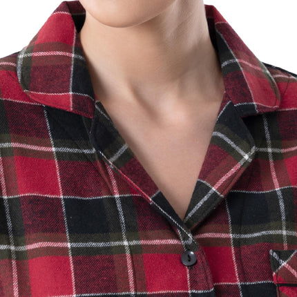 Wrangler Women's Long Sleeve Flannel Top and Pant Pajama Set, Blue Plaid, XL