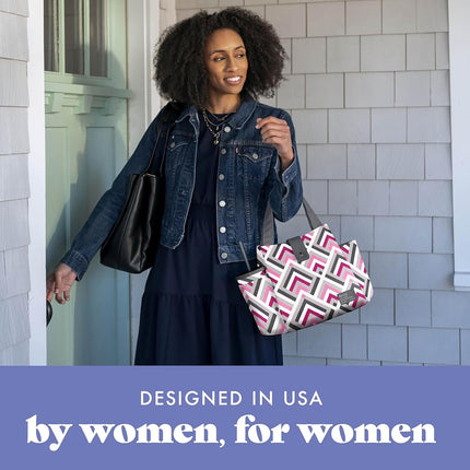 Sac à lunch Fit & Fresh pour femmes, sac à lunch isotherme pour femmes pour le travail, grande boîte à lunch pour femmes étanche et résistante aux taches avec contenants et gobelet assorti, sac Westport à fermeture à bouton-pression Magenta