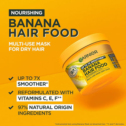 Garnier Ultimate Blends Hair Food, Banana 3-in-1 Dry Hair Mask Treatment, 390 ml