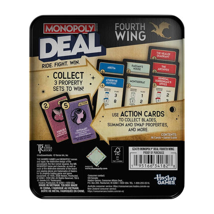 Monopoly Deal Fourth Wing Edition Game in Collectible Tin Box | Officially Licensed Card Game Inspired by the Empyrean Series | 2-5 Players I Ages 8+