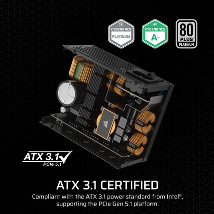 Corsair SF850 (2024) Fuente de Alimentación Silenciosa Totalmente Modular 80 Plus Platinum ATX - Preparada para PCIe 5.0 - Soporte SFX a ATX Incluido - Negra
