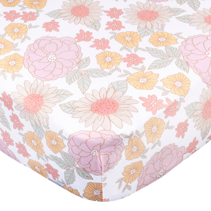 Gerber Baby Unisex 2-Pack Knit Crib Sheet, Retro Floral, One Size