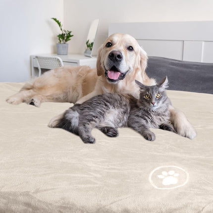 PETMAKER Dog Blanket - 80x100in Reversible Sherpa Blanket - Throw Blankets for Bed, Couch, Crate or Car - Machine Washable Puppy Essentials (Cream)