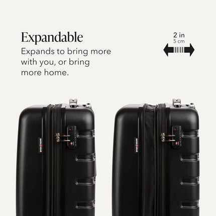 SwissGear 7366 Hardside Expandable Luggage with Spinner Wheels, Black, Checked-Medium 23-Inch