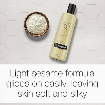 Lightweight Body Oil for Dry Skin, Sheer Moisturizer in Light Sesame Formula, 2 Bottles