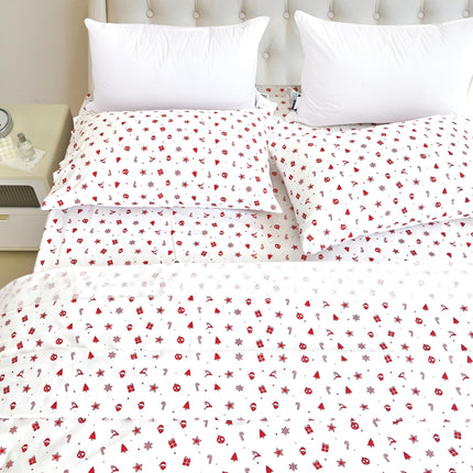 Elegant Comfort Ultra Soft 4-Piece 100% Turkish Cotton Flannel Sheet Set - Holiday Christmas Flannel Sheets, Warm and Cozy Anti-Pill Premium Quality, Deep Pocket Fitted Sheet- Twin XL, Red Stars