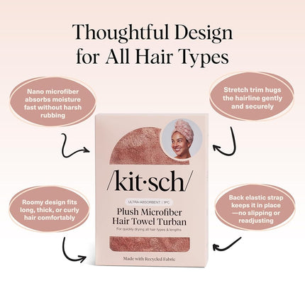 Kitsch Plush Microfiber Hair Towel Wrap for Women – Ultra Absorbent Microfiber Bath Towels for Wet, Curly, Long or Short Hair – Anti-Frizz Hair Wrap, Great Hair Products Gift for Women – Terracotta