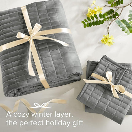 Comfort Spaces All Season, Lightweight, Coverlet Bedspread Bedding, Matching Shams, Polyester, Microfiber, Poly fill, Charcoal Grey, Quilt King/Cal King(104"x90")