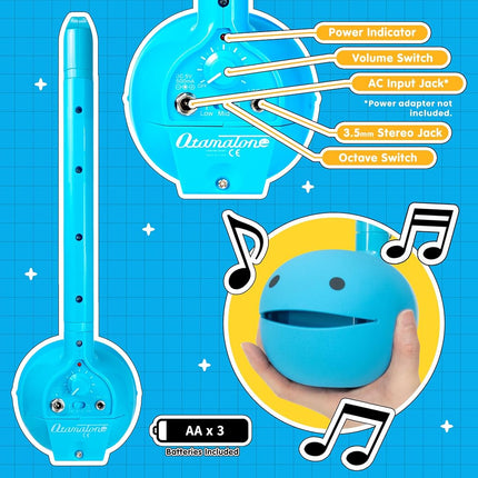 Instrumento musical electrónico Otamatone Deluxe para adultos, sintetizador portátil, música eléctrica digital de Japón por Cube/Maywa Denki, regalos geniales, azul [manual en inglés]