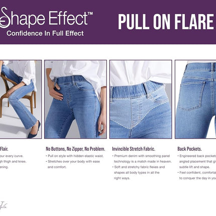 Gloria Vanderbilt Women's Shape Effect Pull on High Rise Flare Jean, Sonoma Valley - Whiskers, 12 Short