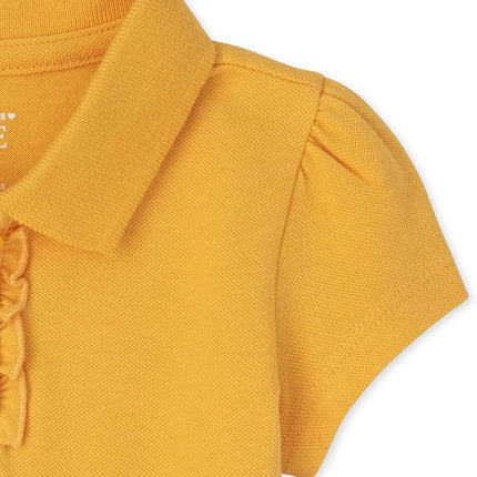 The Children's Place Girls' Uniform Ruffle Pique Polo, Yellow Pencil Single, 3T