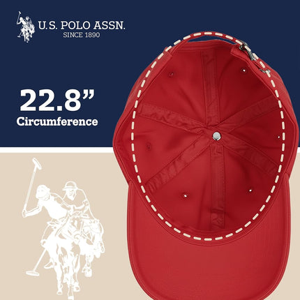 U.S. Polo Assn. Men's U.s Polo Assn. Cotton Adjustable Curved Brim With Embroidered Small Pony Logo Baseball Cap, Red, One Size UK
