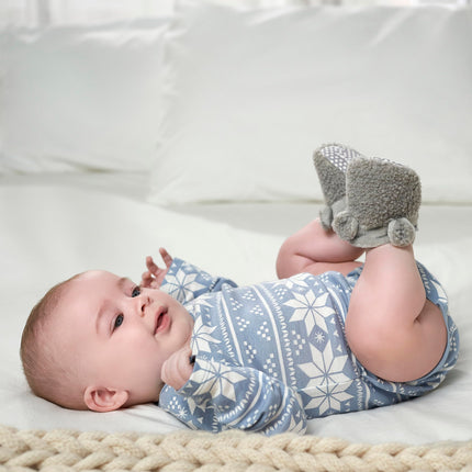 Gerber Unisex-Baby Botines Antideslizantes de Forro Polar con Orejas, Orejas Grises, 6-9 Meses Bebé