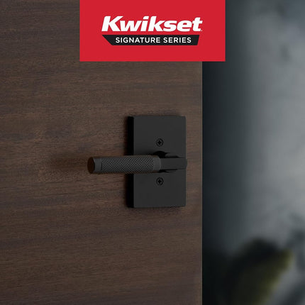 Kwikset Prava Dummy Door Handle, Single Sided Lever for Closets, French Double Doors, and Pantry, Matte Black, Non-Turning Reversible Interior Push/Pull Lever, with Microban Protection