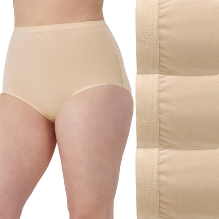Bali Ropa Interior Elástica de Algodón para Mujer, Calzón de Corte Completo, Paquete de 3, Nude/Nude/Nude, 9