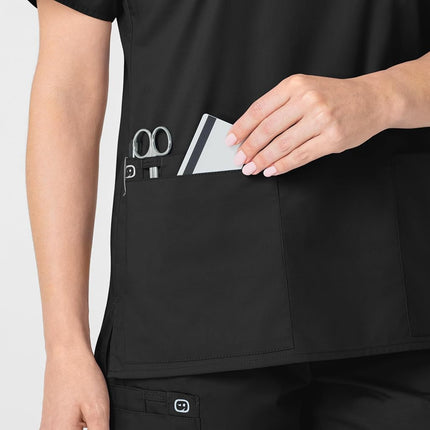 WonderWink Women's Plus-Size Wonderwork V-Neck Scrub Top, Black, XX-Large