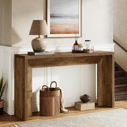 Tribesigns Farmhouse Console Table, 140 cm Wooden Sofa Table with Storage for Entrance, Foyer, Hallway, Living Room, Easy Assembly, Rustic Brown