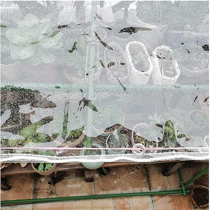 GQZGGXX Clear Vinyl Tarp - 0.35mm Clear PVC Tarp, with Grommets and Tying Rope - Duty Heavy Tear Resistant Cover for Camping, Plants Greenhouse, Cars, Patio and Pavilion (7' x 10')