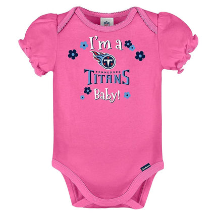 Gerber Baby Girl's Standard NFL 3 Pack Short Sleeve Onesie Bodysuit, Team Color, 6-12 Months
